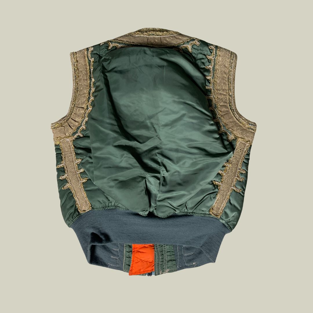 Customized Alpha Industries MA-1 Flight Vest – Ornamental Gold Trim (Made in U.S.A.) Size S