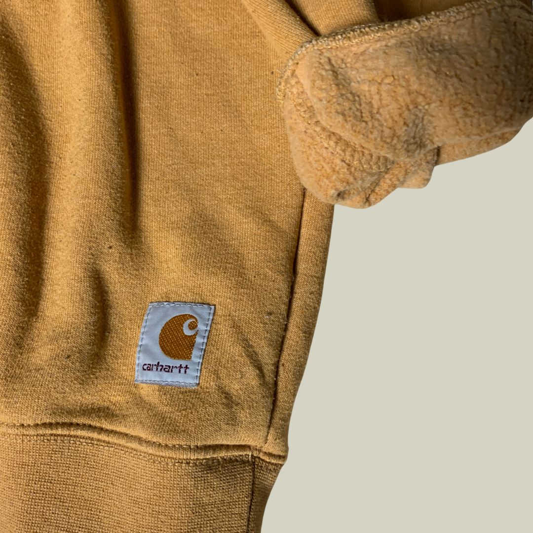 Carhartt Brown Crewneck Sweatshirt Reworked – Distressed Workwear Made in Mexico
