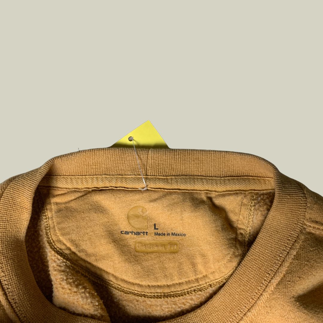 Carhartt Brown Crewneck Sweatshirt Reworked – Distressed Workwear Made in Mexico