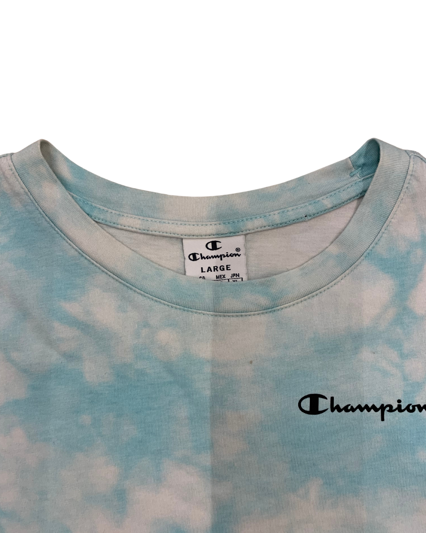Champion Ice Tie-Dye Tee + Lace Trim – L (Reworked)