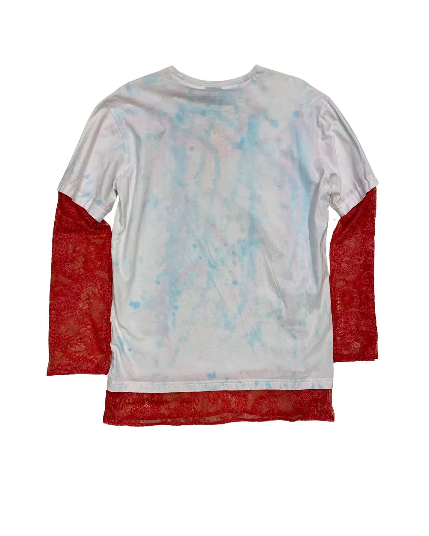 Champion Pastel Tie-Dye Tee + Lace Sleeves – M (Reworked)