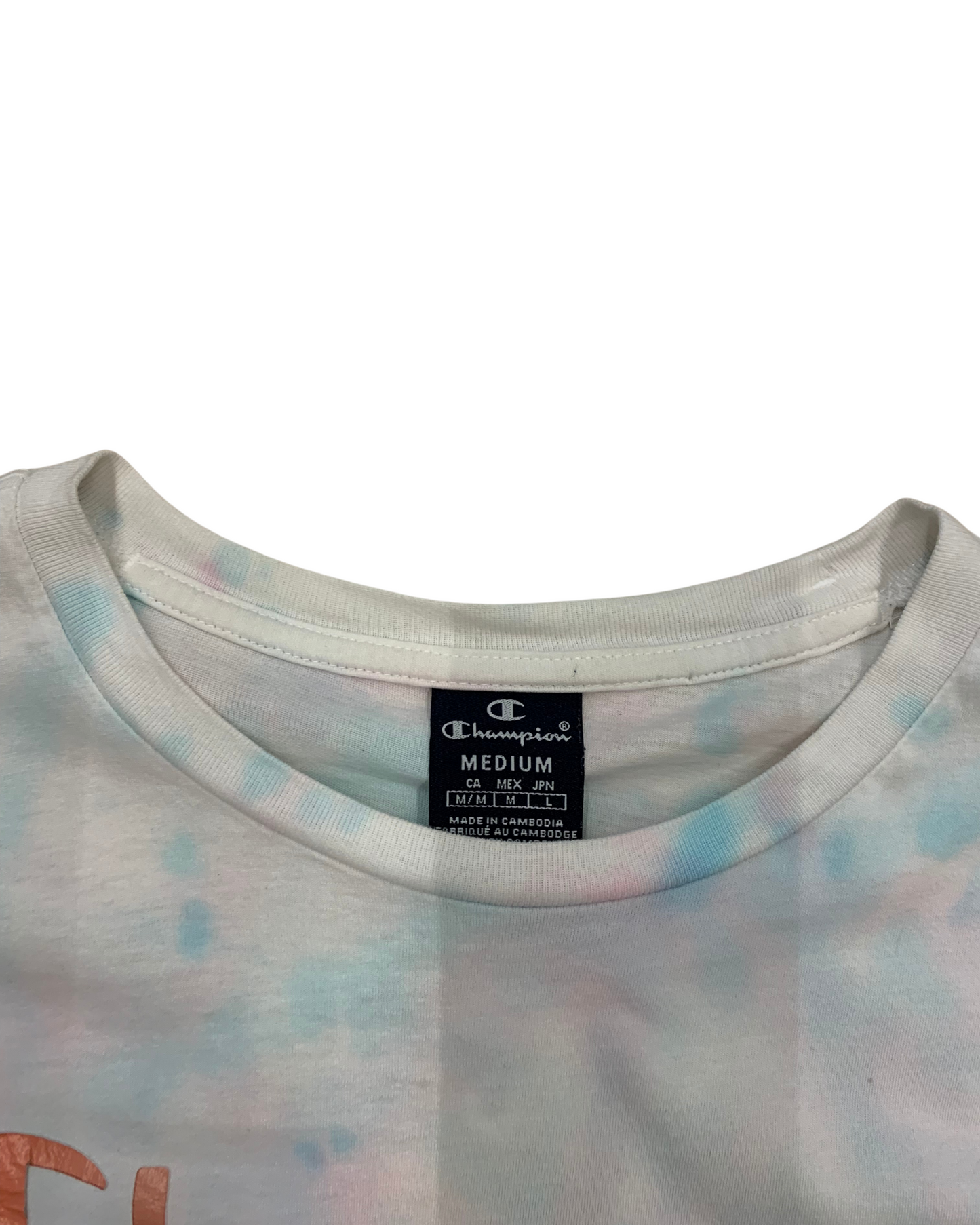 Champion Pastel Tie-Dye Tee + Lace Sleeves – M (Reworked)