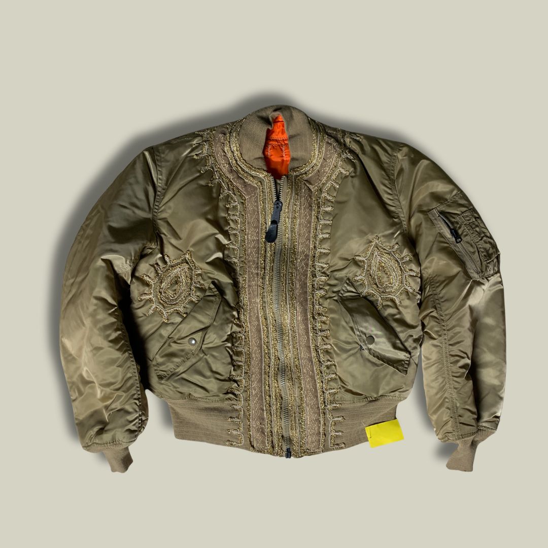Customized Alpha Industries MA-1 Flight Jacket – Golden Embroidered Edition (Made in U.S.A.)