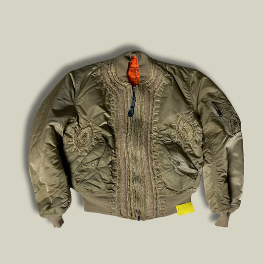 Customized Alpha Industries MA-1 Flight Jacket – Golden Embroidered Edition (Made in U.S.A.)