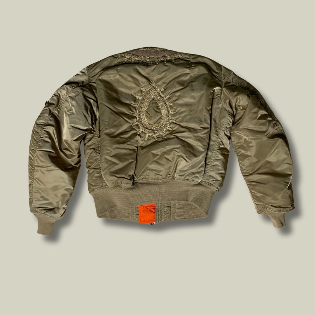 Customized Alpha Industries MA-1 Flight Jacket – Golden Embroidered Edition (Made in U.S.A.)