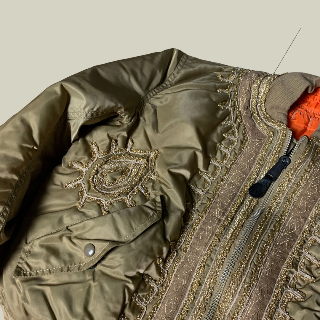 Customized Alpha Industries MA-1 Flight Jacket – Golden Embroidered Edition (Made in U.S.A.)