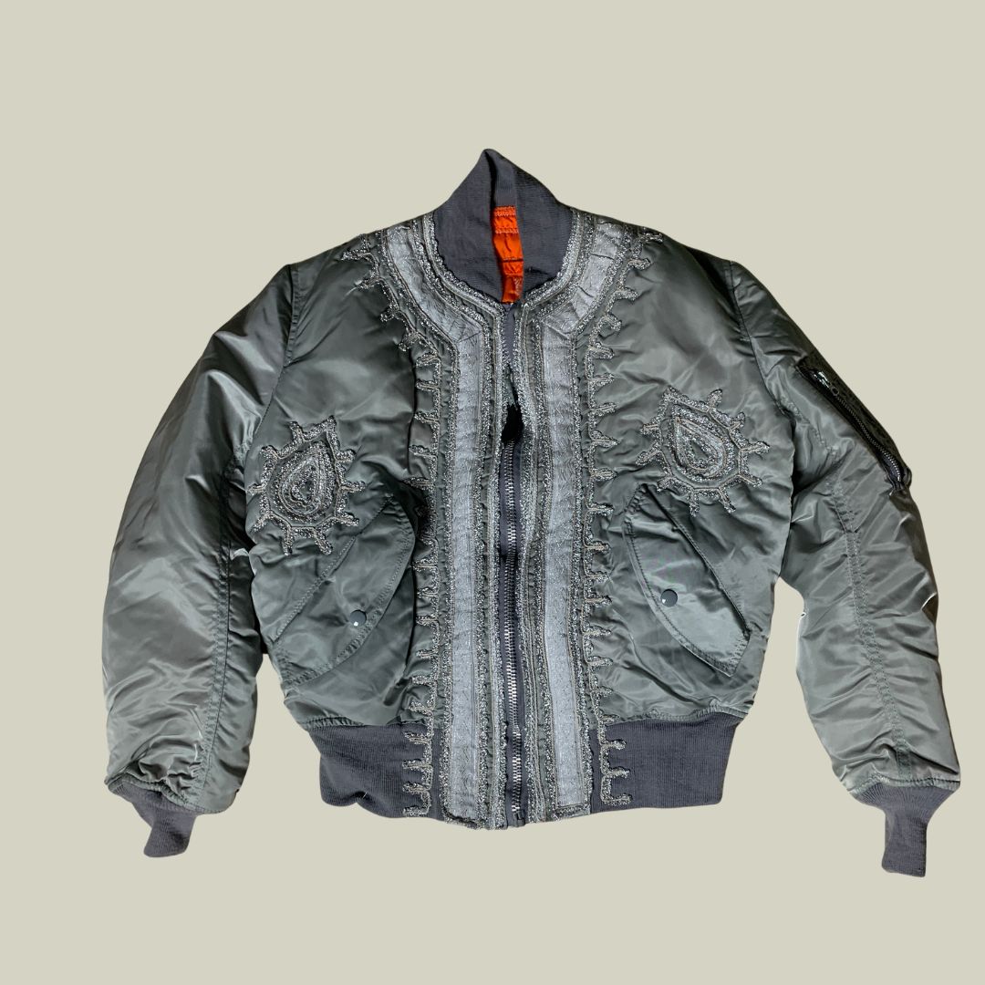 Customized Alpha Industries MA-1 Flight Jacket – Silver Ornamental Edition (Made in U.S.A.)