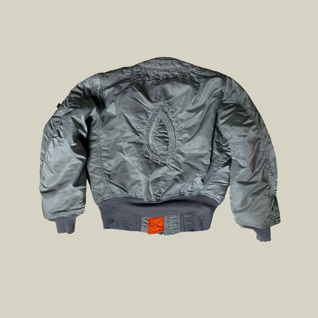 Customized Alpha Industries MA-1 Flight Jacket – Silver Ornamental Edition (Made in U.S.A.)