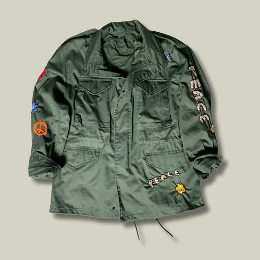 Customized U.S. Army M-65 Field Jacket – “Peace & Love” Embroid