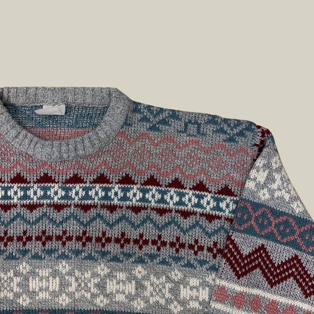 Fair Isle Pattern Knit Sweater