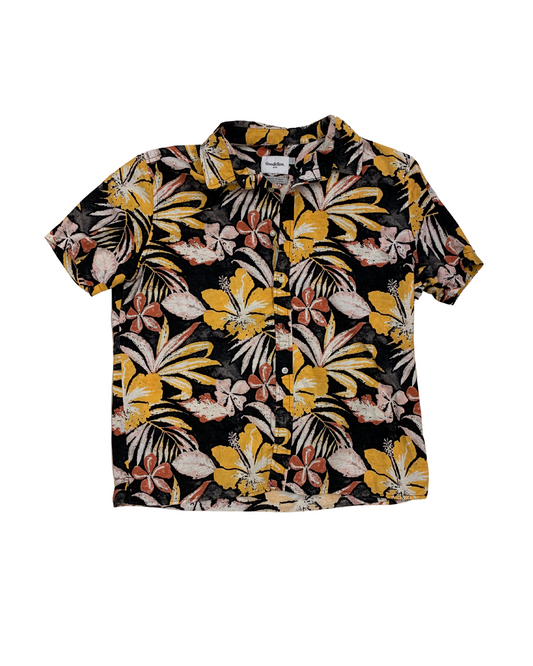 Goodfellow Hibiscus Linen-Blend Camp Shirt L – BlackGold