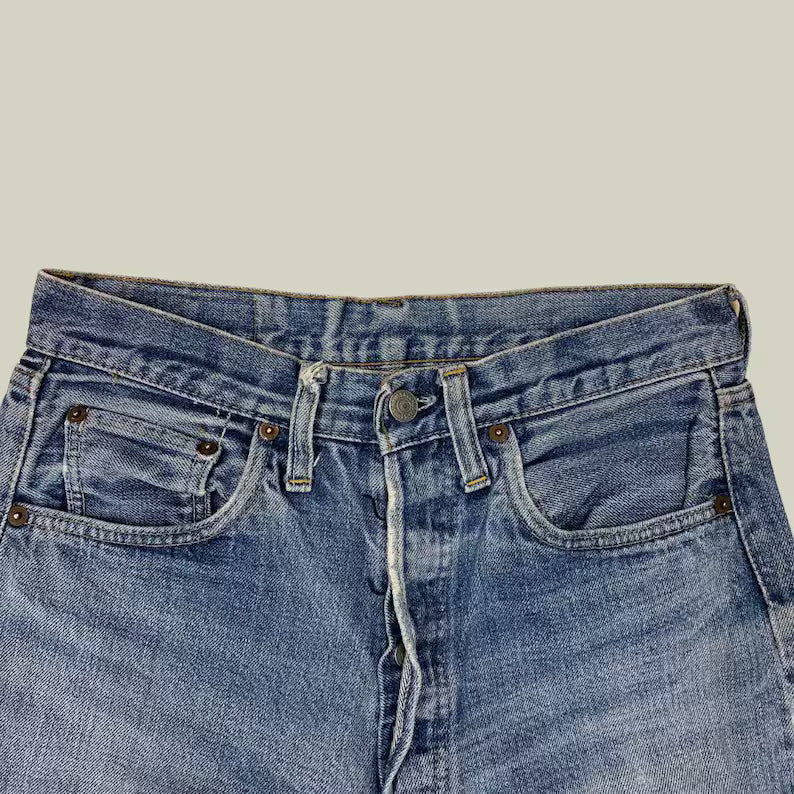 Levi’s 501 Selvedge Jeans Made in USA W30 L31 – Vintage Distressed Redline Denim (ca. 1970s – El Paso Factory Code 6)