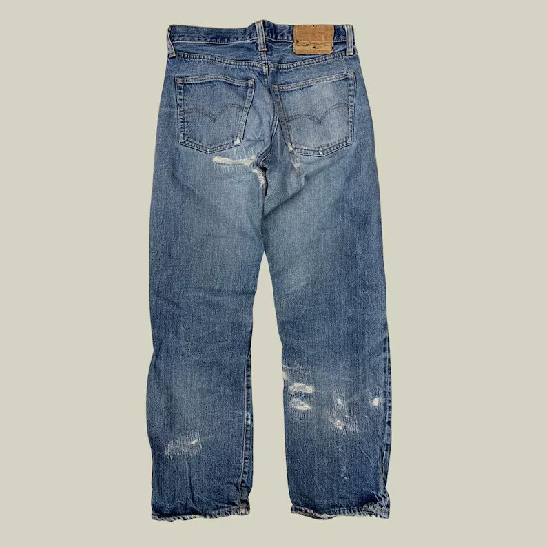Levi’s 501 Selvedge Jeans Made in USA W30 L31 – Vintage Distressed Redline Denim (ca. 1970s – El Paso Factory Code 6)