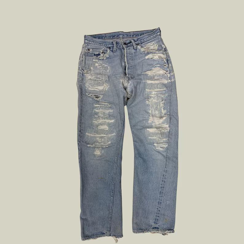 Levi’s 501 Selvedge Jeans Made in USA – Heavy Distressed Redline Denim (Factory 6 – El Paso, Texas, ca. early 1980s)