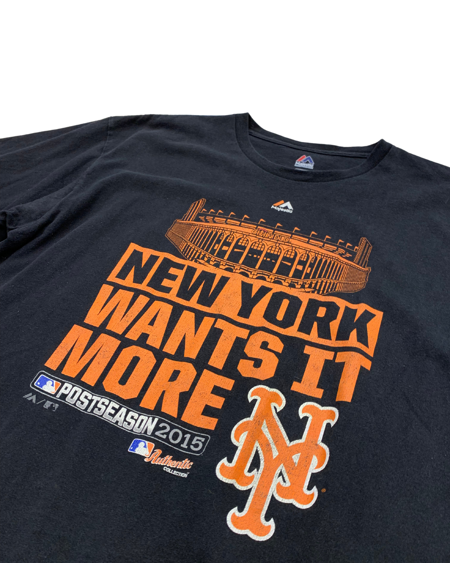 Majestic Mets Post-Season 2015 Tee XL – “NY Wants It More”
