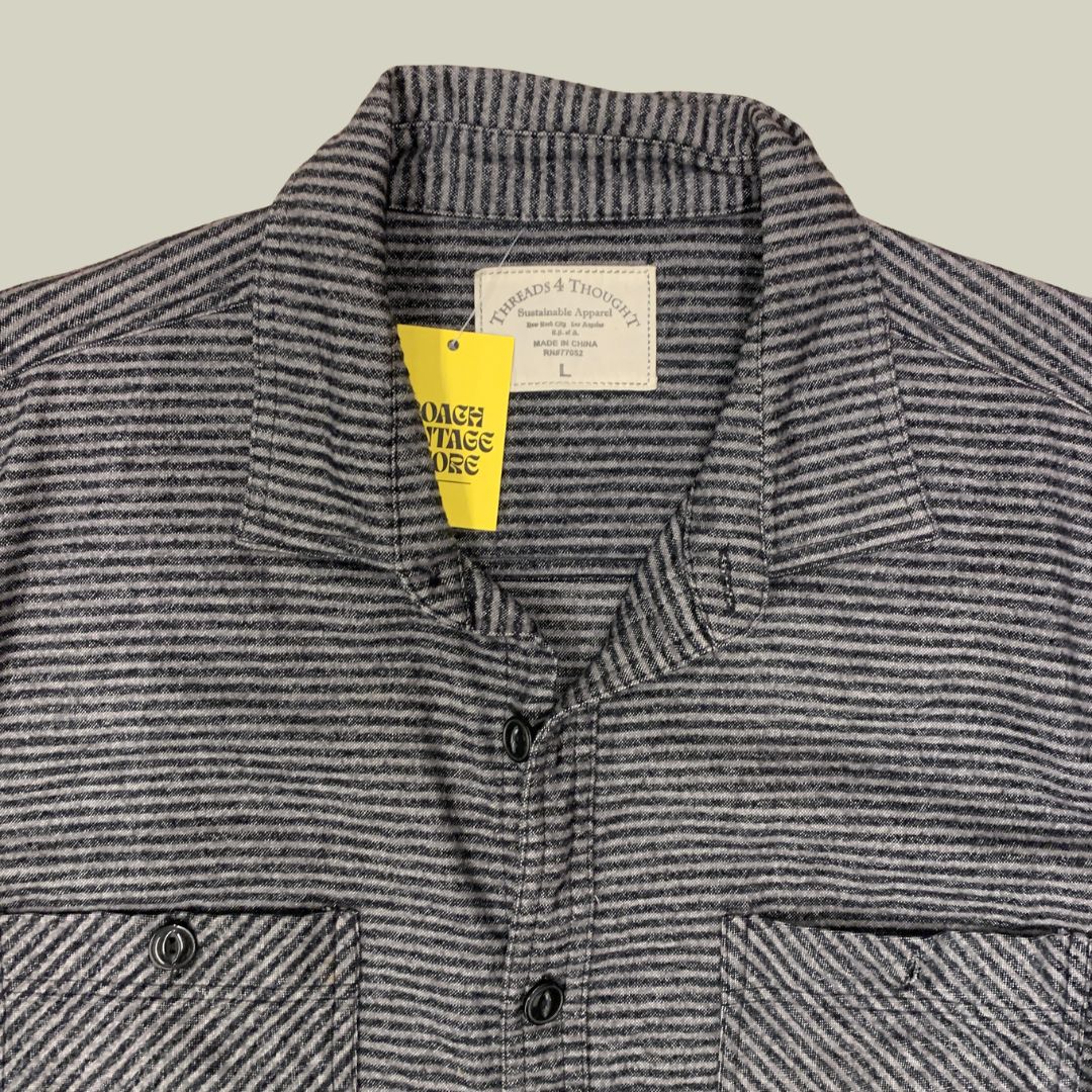Threads 4 Thought – Camicia a righe grigio/nero – Sustainable Apparel – Uomo L