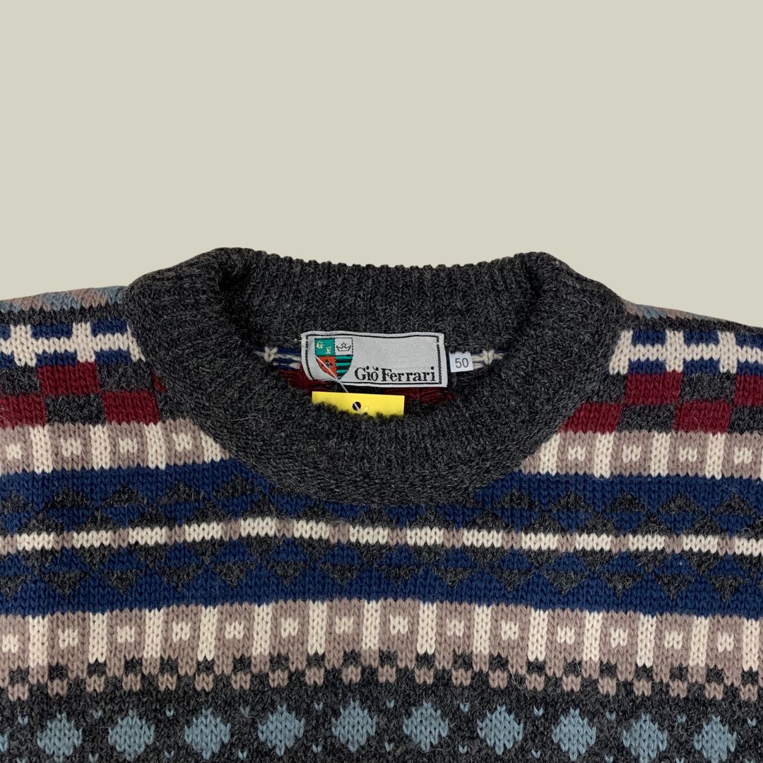 Vintage Gio Ferrari Patterned Wool Blend Sweater