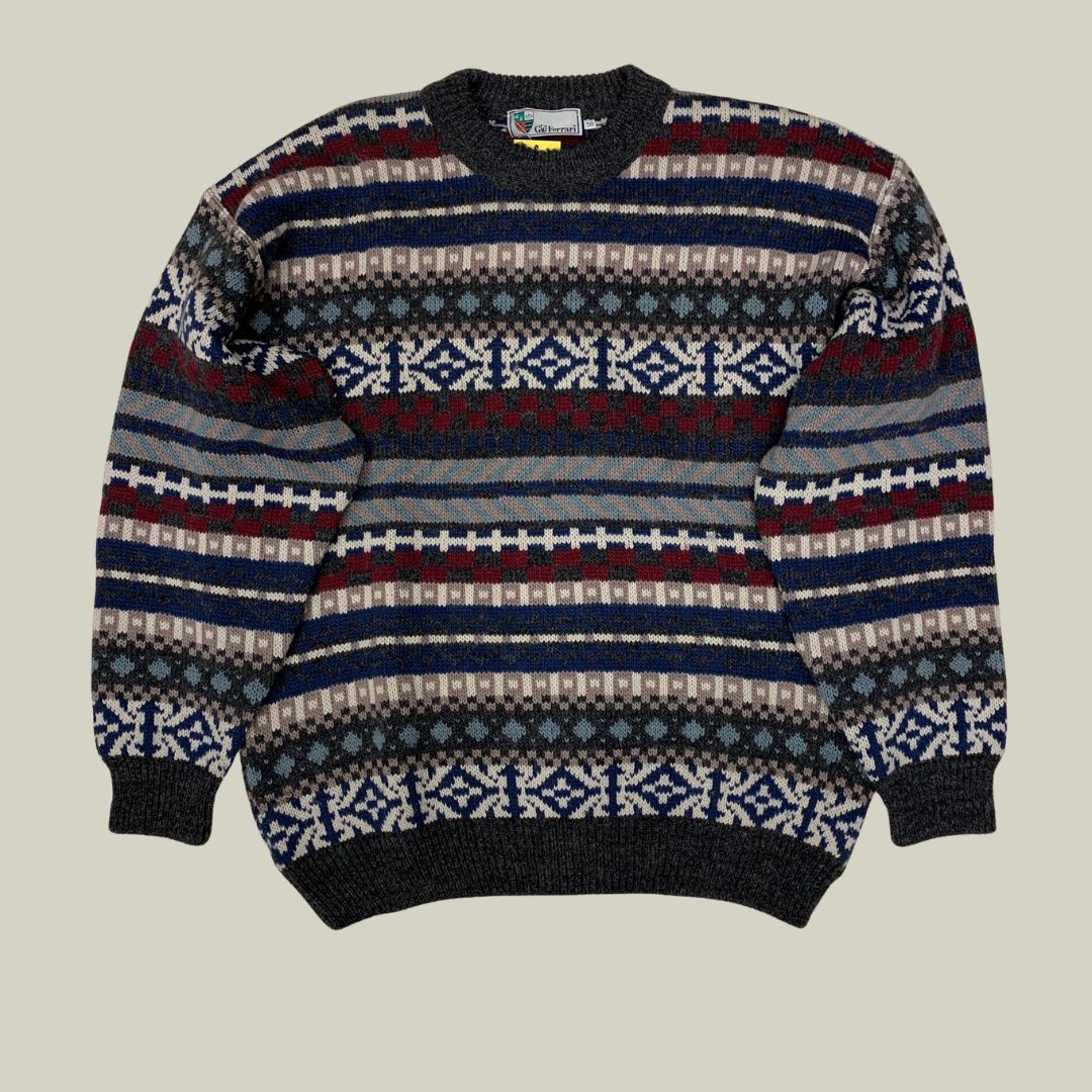 Vintage Gio Ferrari Patterned Wool Blend Sweater