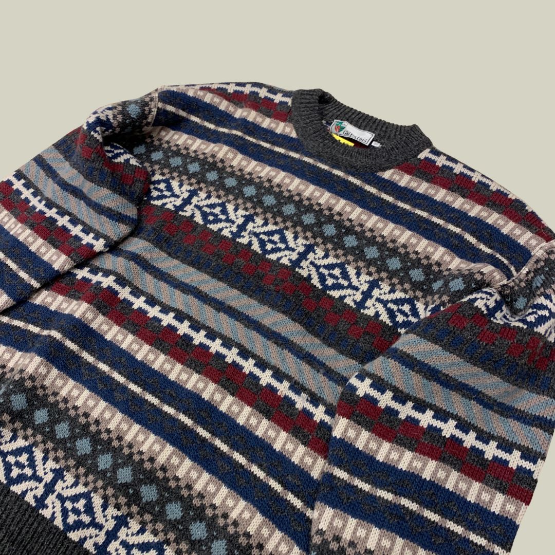 Vintage Gio Ferrari Patterned Wool Blend Sweater