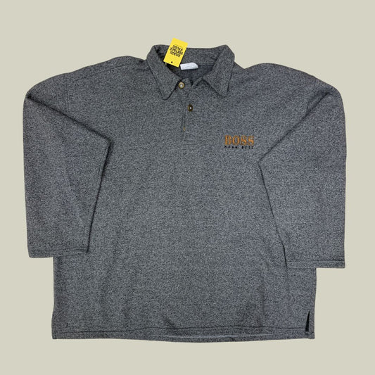 Vintage Hugo Boss Long Sleeve Polo Shirt Grey – XL