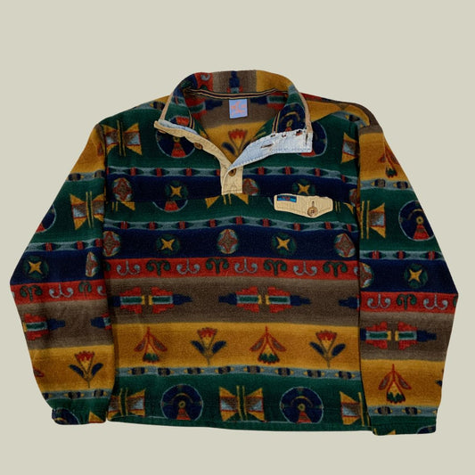 Vintage Patterned Fleece Pullover – XL