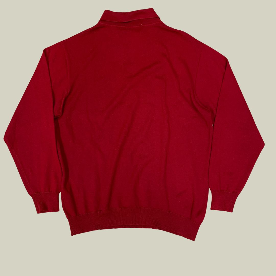 Vintage Red Knit Polo Long Sleeve Sweater