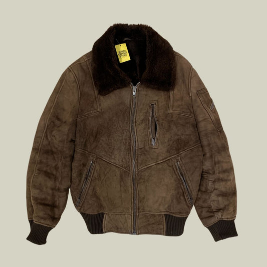 Vintage Shearling Aviator Jacket – Brown Pilot Coat