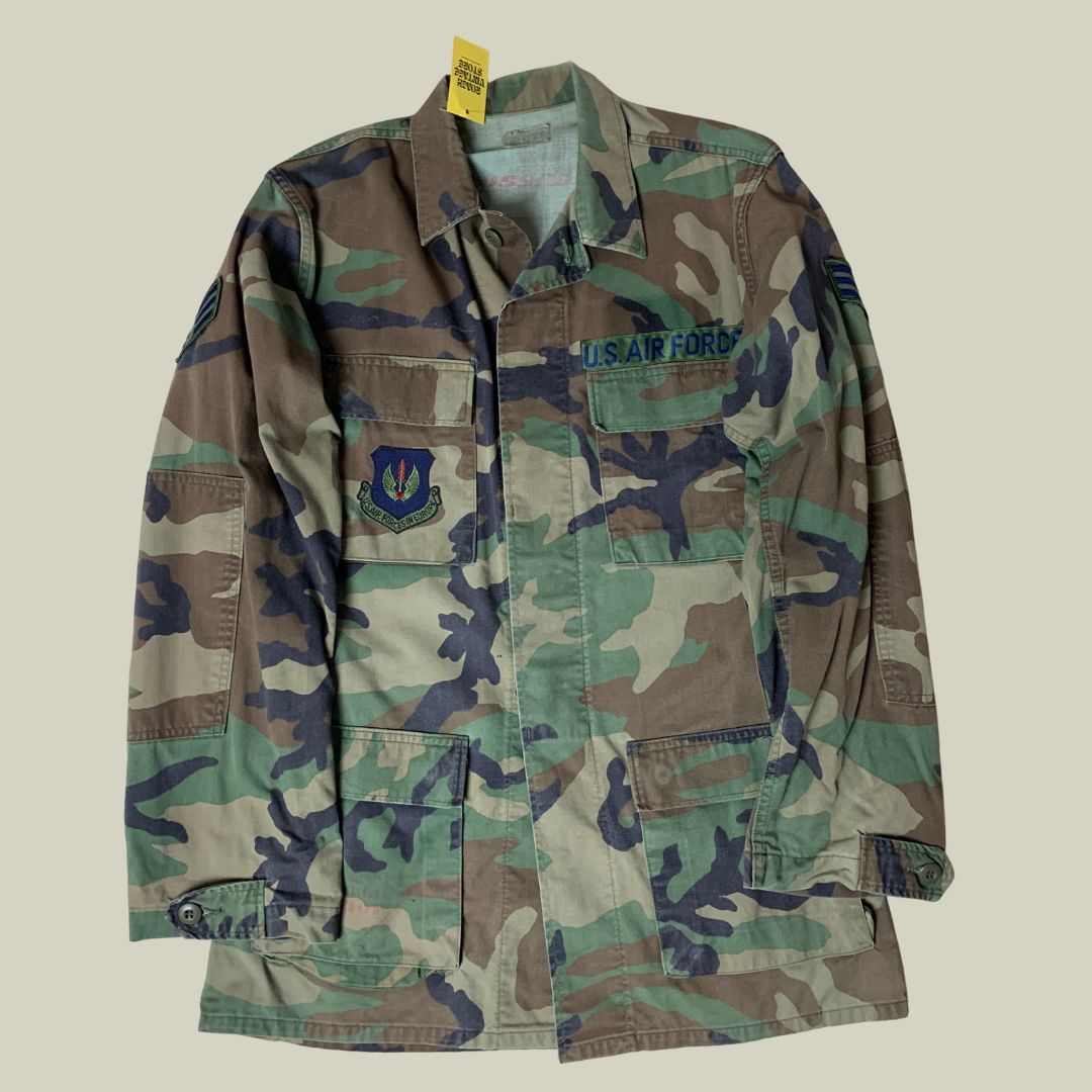 Vintage U.S. Air Force BDU Woodland Jacket – Small Long – 1980s/90s