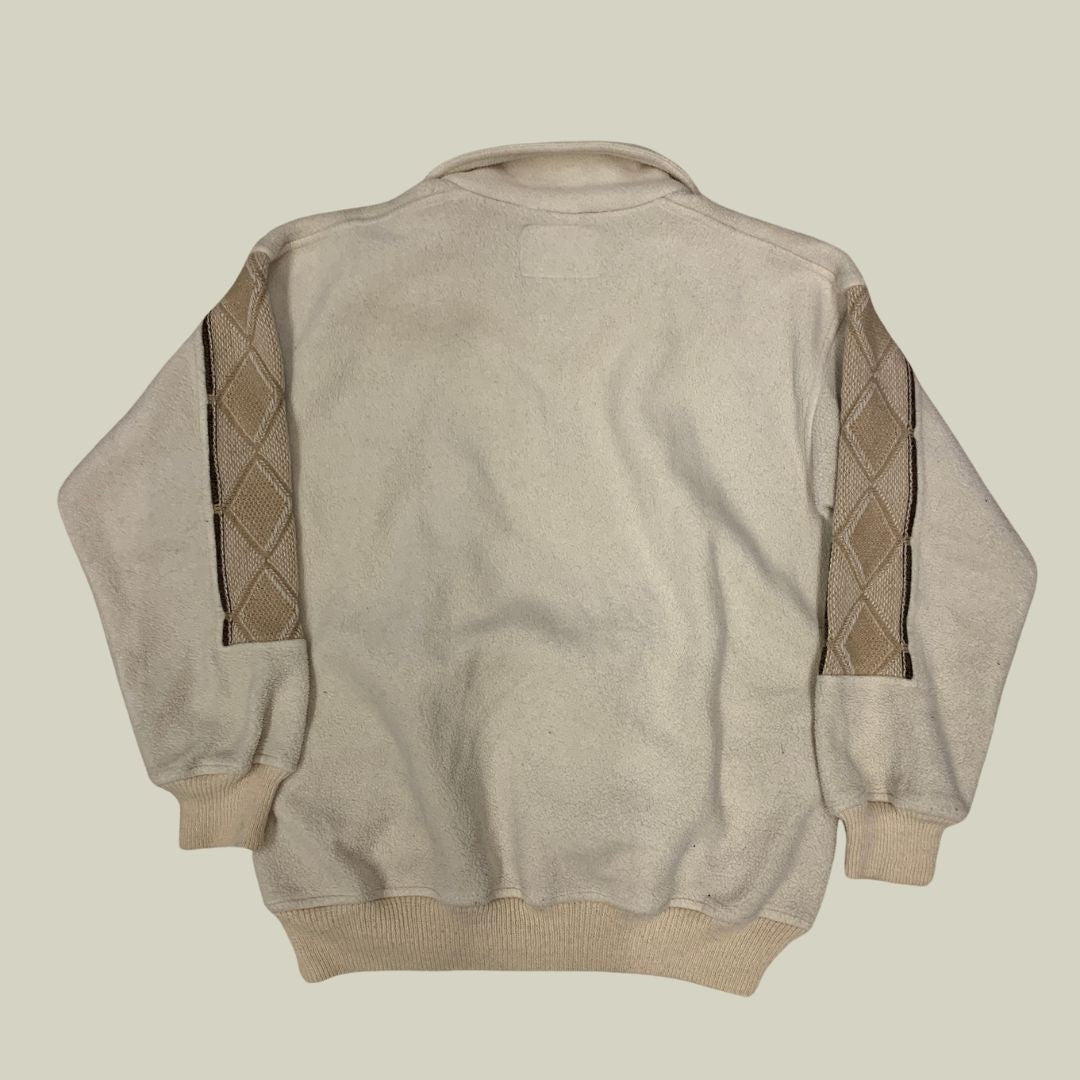 Vintage White Half-Zip Fleece with Embroidered Details – Silvy Outfit