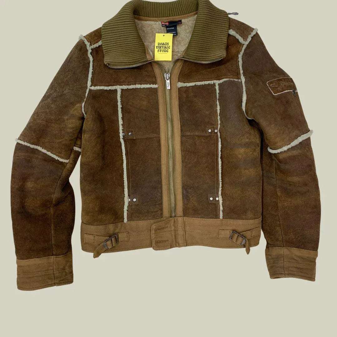 Diesel Vintage Shearling Leather Jacket 100% Pelle – Giacca Aviator Donna/M